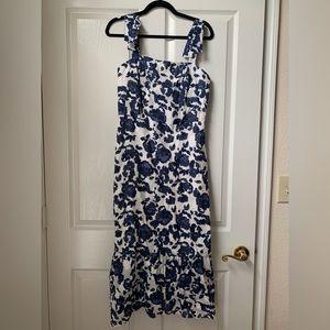 Size large navy floral midi cocktail dress. Adelyn Rae brand.